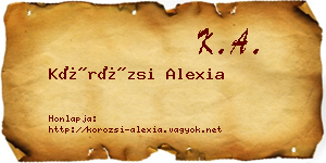 Körözsi Alexia névjegykártya
